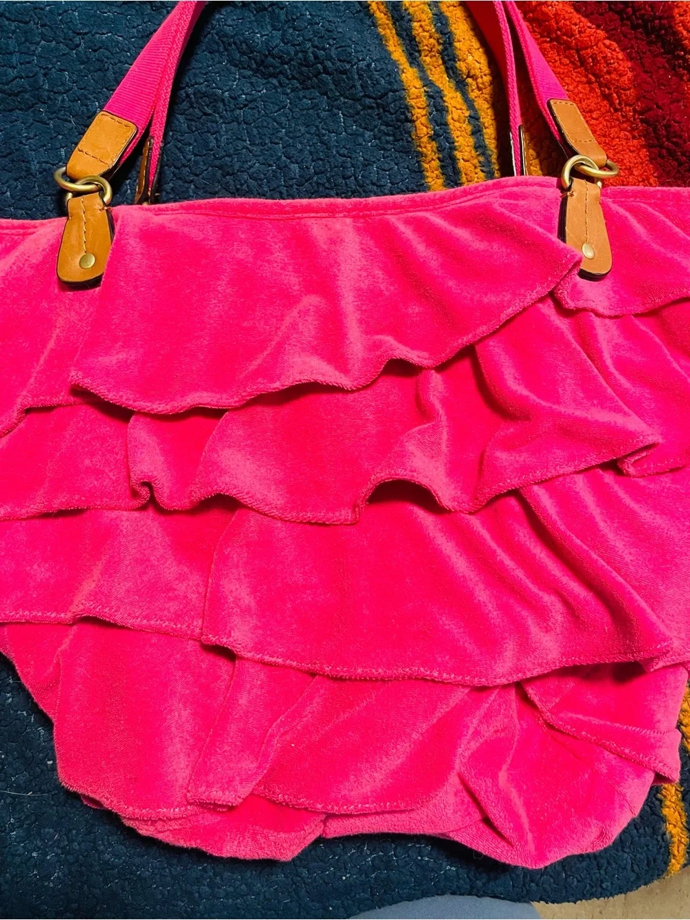 Vintage y2k Juicy Couture Hot Pink Ruffle 'Choose Juicy' Tote